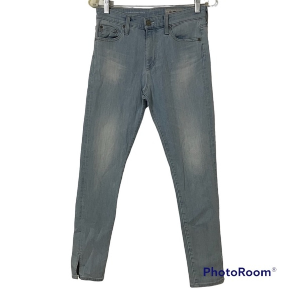 AG Adriano Goldschmeid Farrah Skinny Ankle Jeans in Light Wash with ankle slit